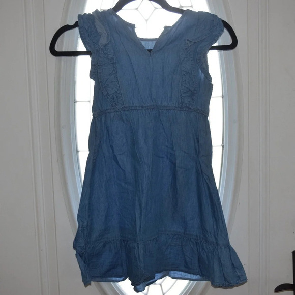 WONDER NATION Chambray Girls Ruffle Dress Size S 6/6X - Picture 2 of 4